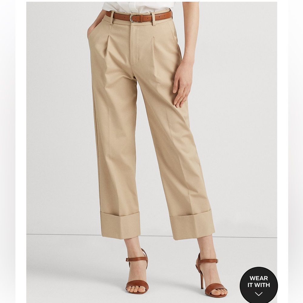 NWT Lauren Ralph Lauren Double-Faced Stretch Cotton Ankle Pants, size 2